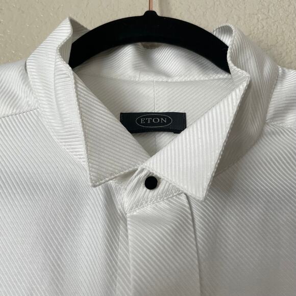 Eton Dress Shirt Mens Size 17.5/44 White Tuxedo Button Up Long Sleeve Cotton NWT - Picture 5 of 15
